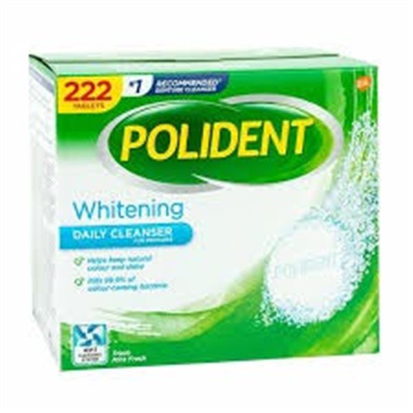 NEW POLIDENT 222 TABLETS ANTIBACTERIAL DENTURE-