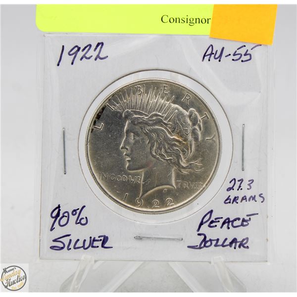 1922 90% SILVER U.S. PEACE DOLLAR