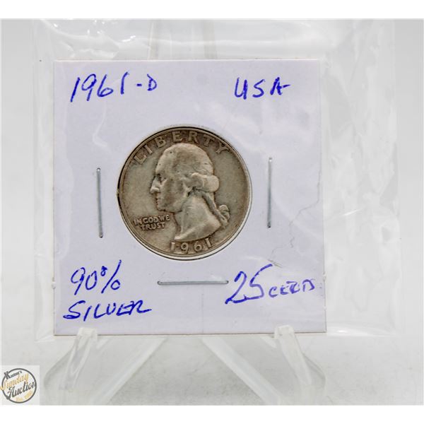 1961 90% SILVER 25 CENTRS USA