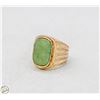 Image 1 : LARGE GOLD TONE RING WITH JADE/LIKE CENTER STONE