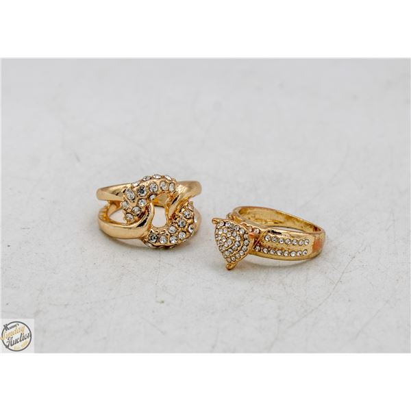 2 LADIES SZ 7 GOLD PLATED RINGS