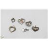 Image 1 : 6 SILVER TONE HEART THEME PENDANTS