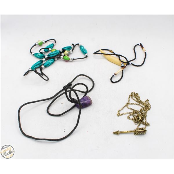 4 HAND CRAFTED NECKLACES