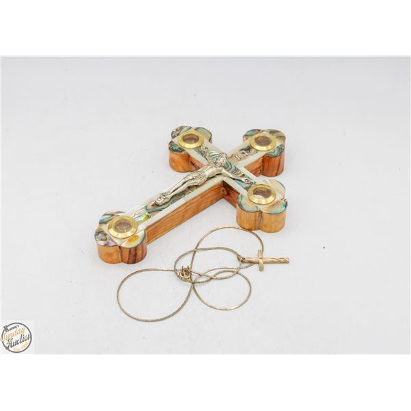 PEARL PLATED CRUCAFIX FROM JERUSALEM WITH 16"