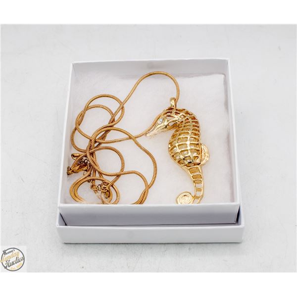 GOLD TONE PENDANT WITH LARGE SEAHORSE PENDANT