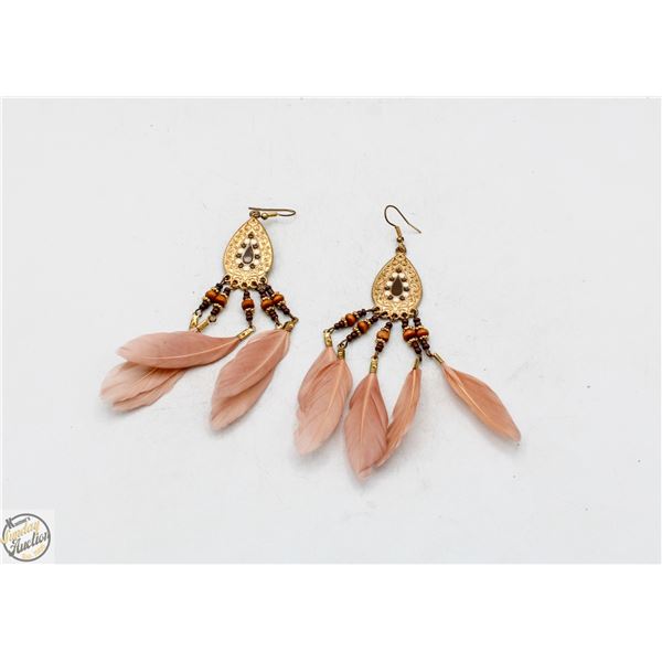HANDMADE INDIGENOUS STYLE FEATHER THEME EARRINGS