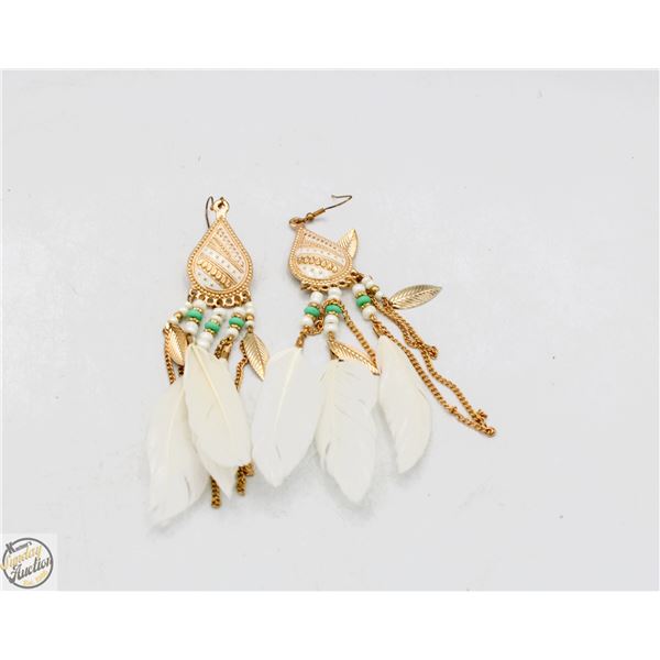 HANDMADE INDIGENOUS STYLE FEATHER THEME EARRINGS