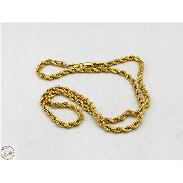 24" GOLD TONE HEAVY ROPE NECKLACE