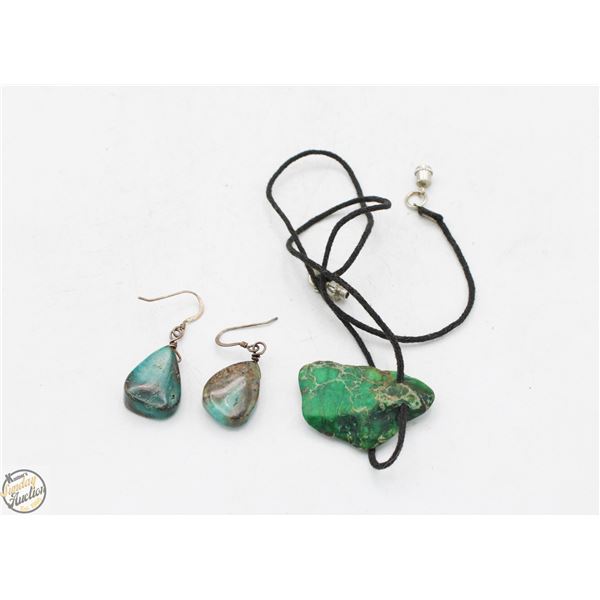 HANDMADE ROCK NECKLACE AND EARRINGS SET