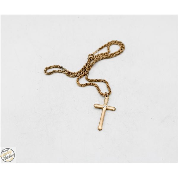 18" GOLD TONE CHAIN WITH CROSS PENDANT