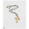 Image 1 : 20" SILVER TONE LINK CHAIN WITH JEWELED CROSS PEN