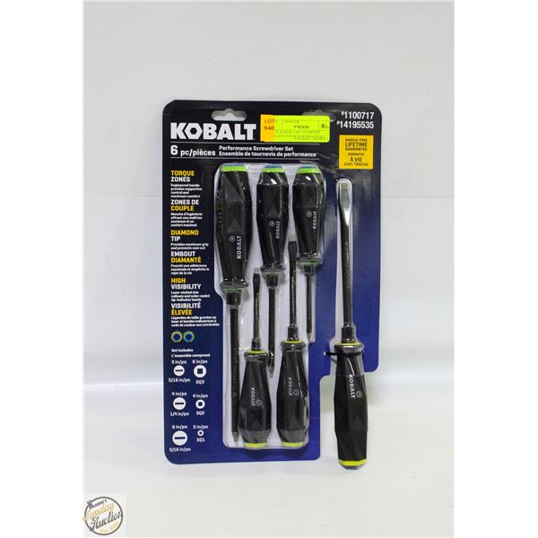 NEW KOBALT 6PC DIAMOND COATED TIP SCREWDRIVER SET
