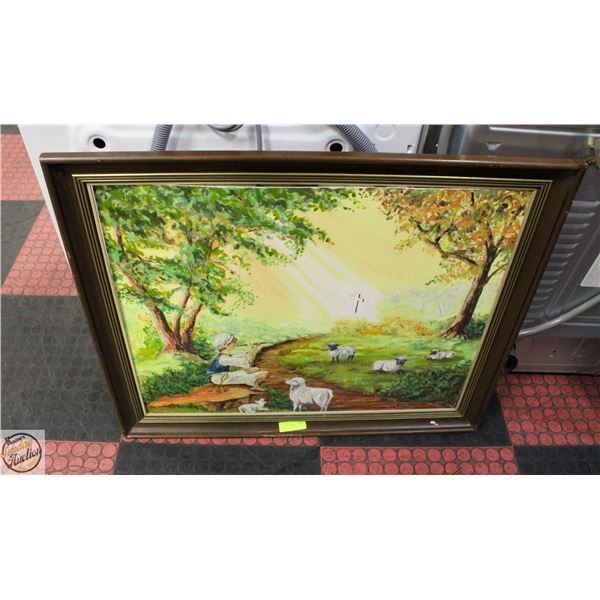 ORIGINAL PAINTING OF A SHEPHERD BOY 35 X 30