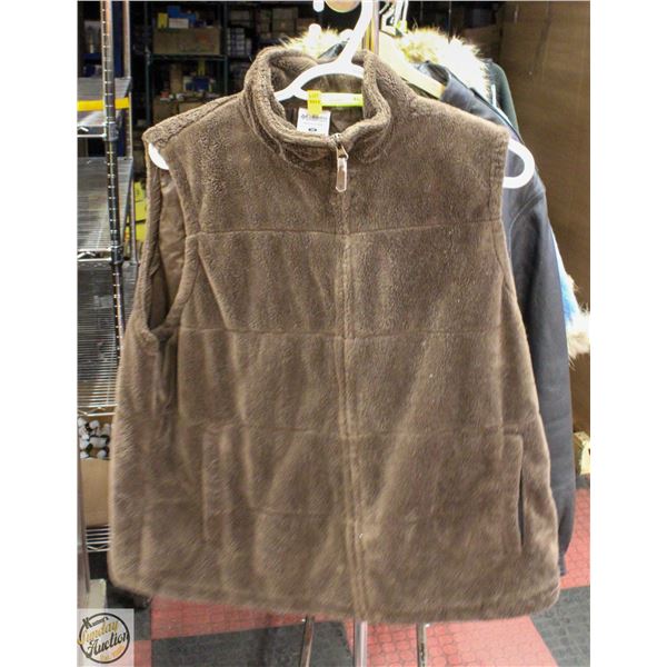 BROWN FAUX FUR VEST COLUMBIA LADIES SZ 1X