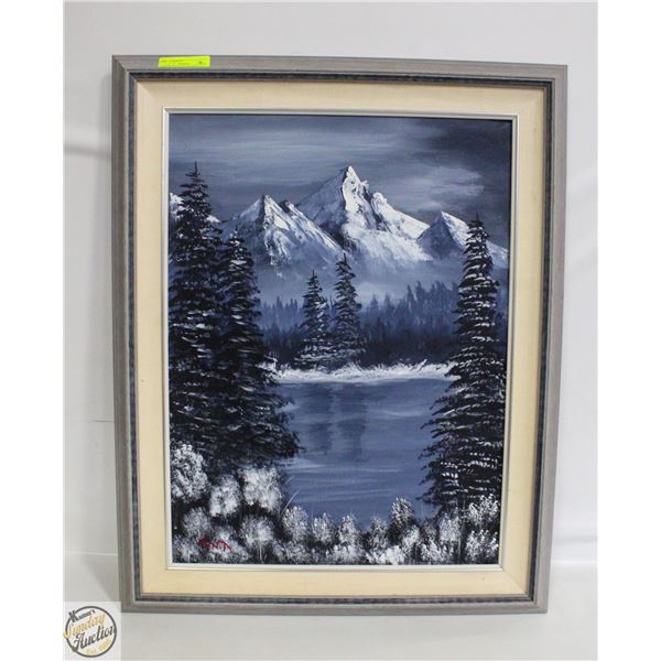 SNOWY MOUNTAIN OIL PAINTING 30"X23"