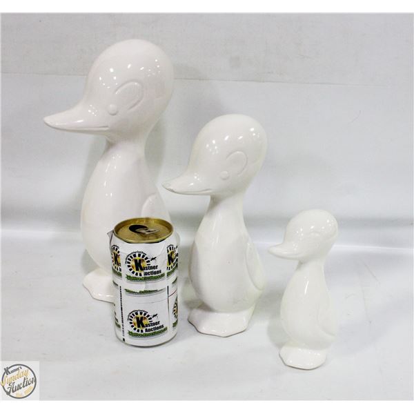 3 CERAMIC DUCK FIGURINES