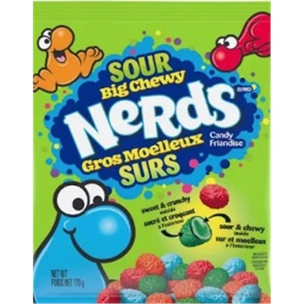 CASE WITH 9 170G BAGS NERDS SOUR BIG CHEWY CANDY