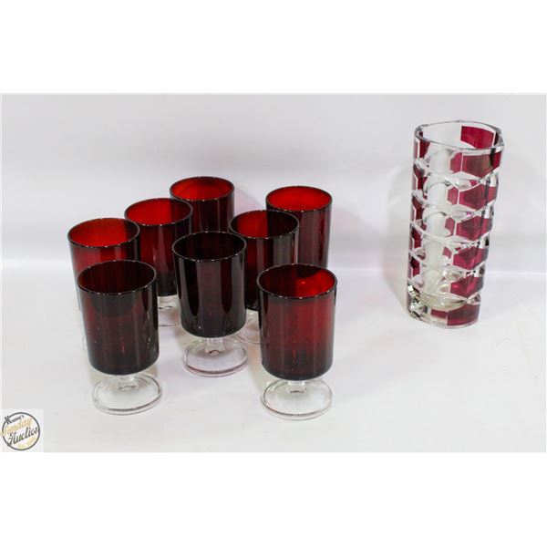 LUMINARC WINDSOR RUBIS VASE; 8