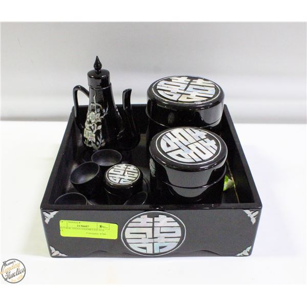 VINTAGE ASIAN ENAMELED TEA SET