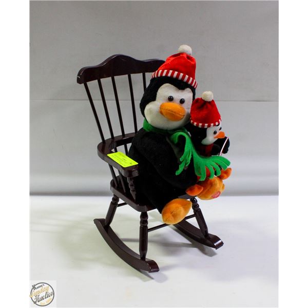 ANIMATED ROCKING CHAIR PENGUINS "THE NIGHT