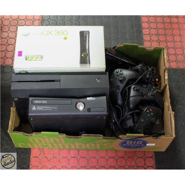 LOT OF XBOX CONSOLES, CONTROLLERS & ACC