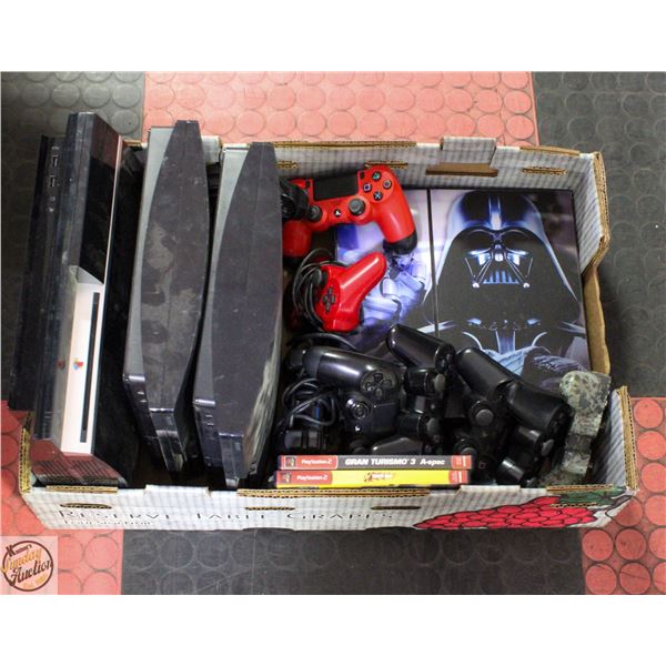 LOT OF PLAYSTATION CONSOLES, CONTROLLERS & ACC