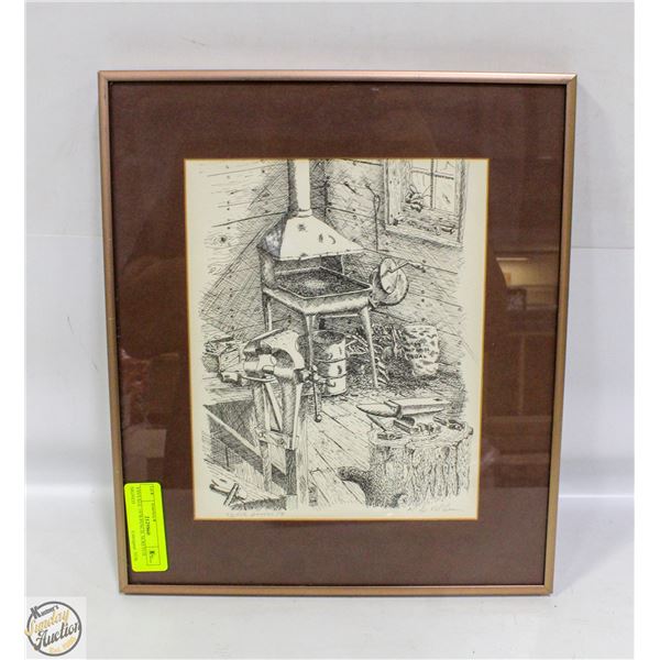 VINTAGE 1978 PENCIL SCRETCH SIGNED