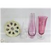 FLAT OF VINTAGE ETCHED CRANBERRY GLASS SOLD WITH