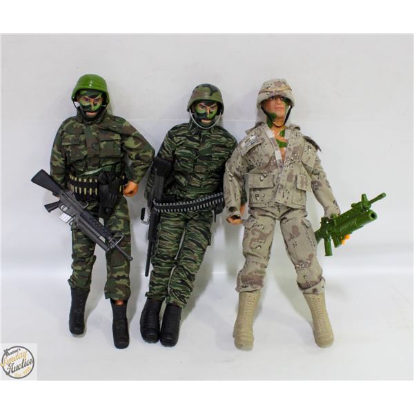 3 GI JOE DOLLS WITH ACCESSORIES, COLLECTORS