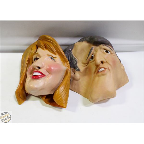 PAIR OF VINTAGE POLITICAL MASKS, BRYAN MULRONEE