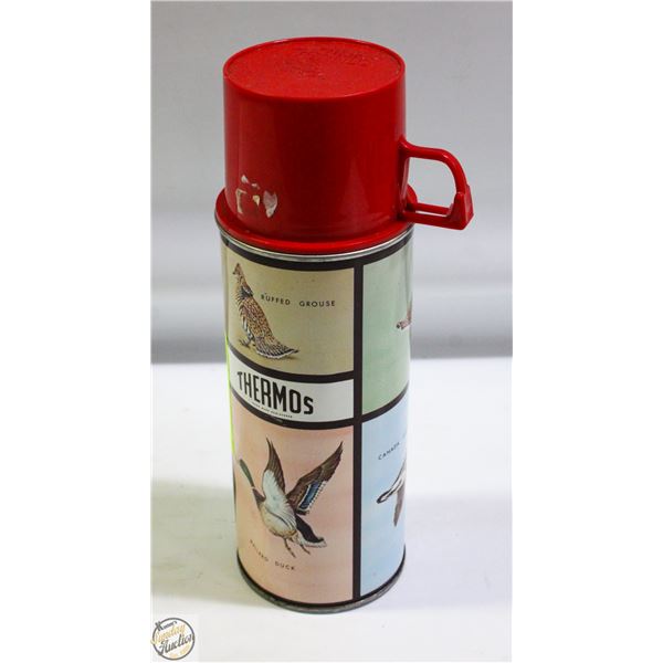 VINTAGE THERMOS W/ GAME BIRDS DESIGN