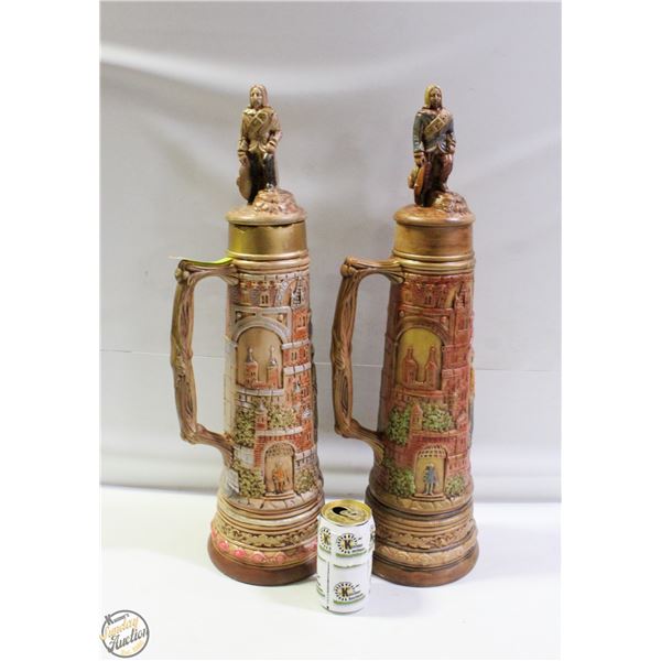 CHALKWARE 24 INCH TALL LIDDED STEINS