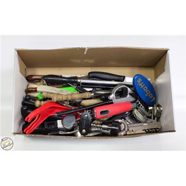 BOX KITCHEN KNIVES + BOX VINTAGE KITCHEN UTENSILS