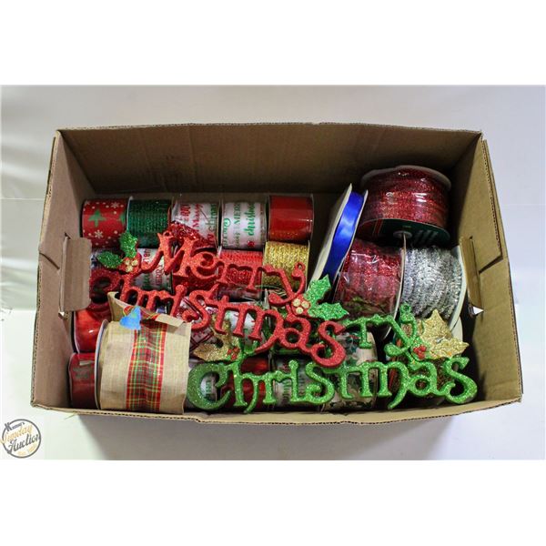 BOX OF ASSORTED RIBBON