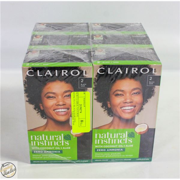 6 NEW CLAIROL NATURAL INSTINCTS #2 BLACK HAIR DYE
