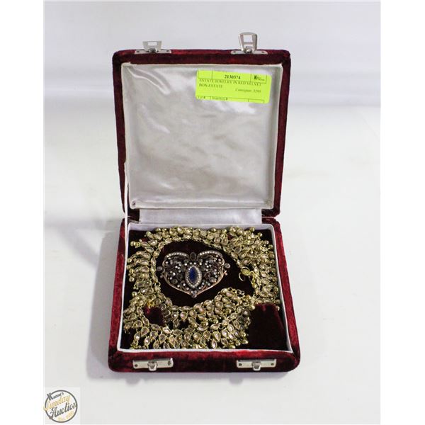 ESTATE JEWELRY IN RED VELVET BOX-ESTATE