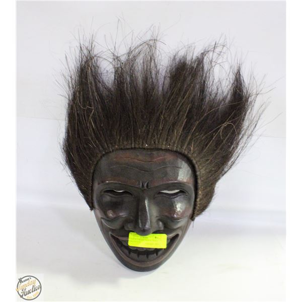 ANTIQUE CARVED TRIBAL WALL MASK-ESTATE