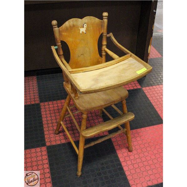 ANTIQUE WOOD DOLL HIGH CHAIR