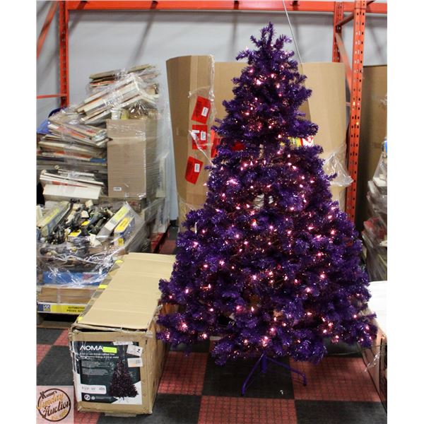 NOMA 6.5 FT PURPLE BISHOP PRE-LIT TREE