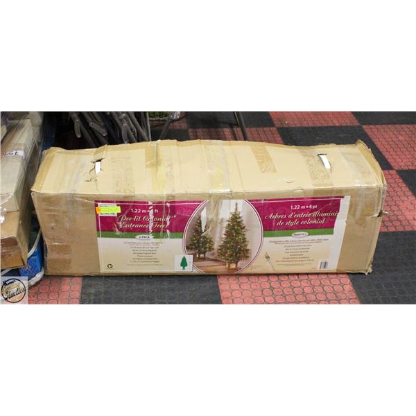 2 PACK OF 4FT PRE LIT STAND ENTRANCE TREES