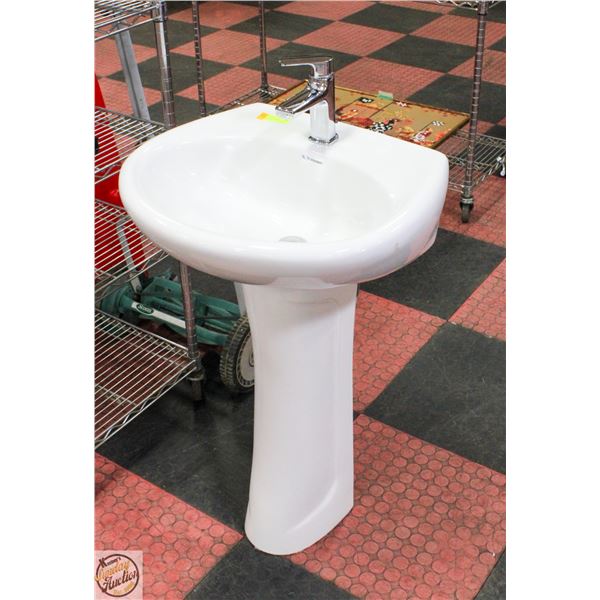 WESTERN WHITE PEDESTAL SINK WITH FAUCET