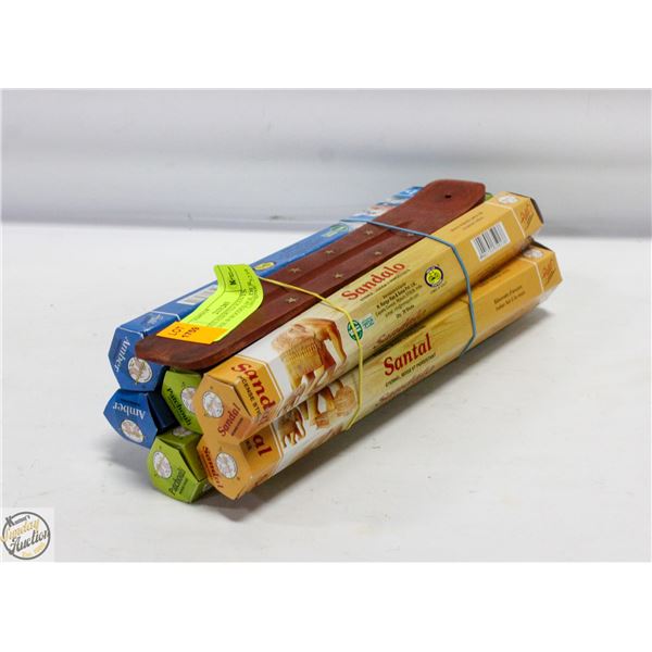6 BOXES ASSORTED SCENTS INCENSE W/WOODEN HOLDER