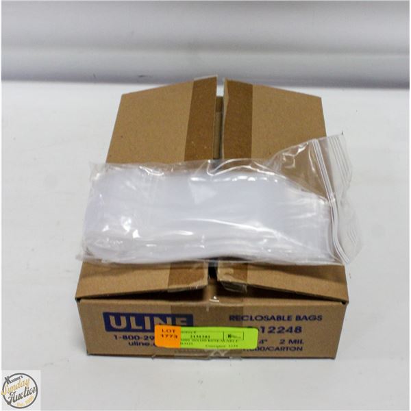 CASE OF 1000 10X100 RESEALABLE PLASTIC BAGS