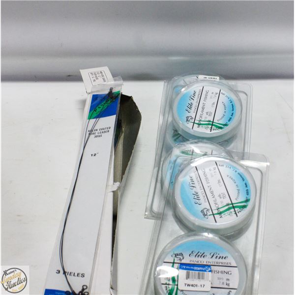BOX OF 12PKS OF 3X12 INCH WIRE LEADERS+6 SPOOLS OF