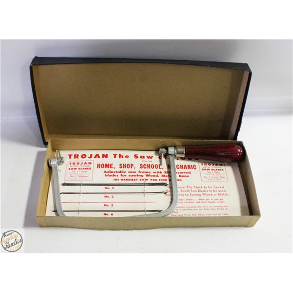 VINTAGE NO 1 TROJAN COPING SAW FRAME IN BOX - 4