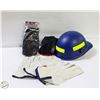 Image 1 : NEW HARD HAT WITH 3 PAIRS OF GLOVES