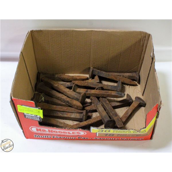 FLAT OF OLD RUSTED RAILWAY SPIKES