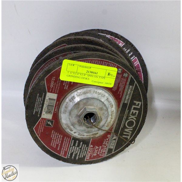 5  6"X1/4"X5/8" SPIN ON TYPE GRINDING DISKS
