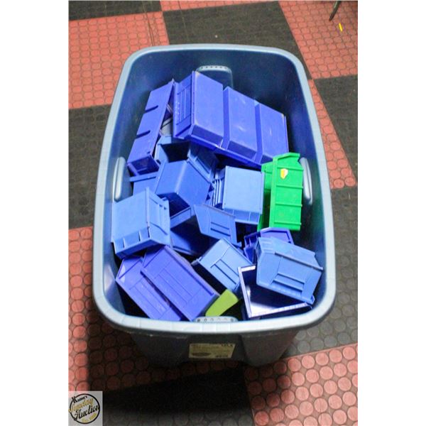 LOT OF GARAGE BLUE STORAGE BINS