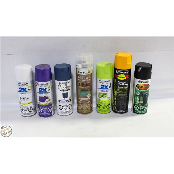 LOT OF RUSTOLEUM SPRAY PAINT